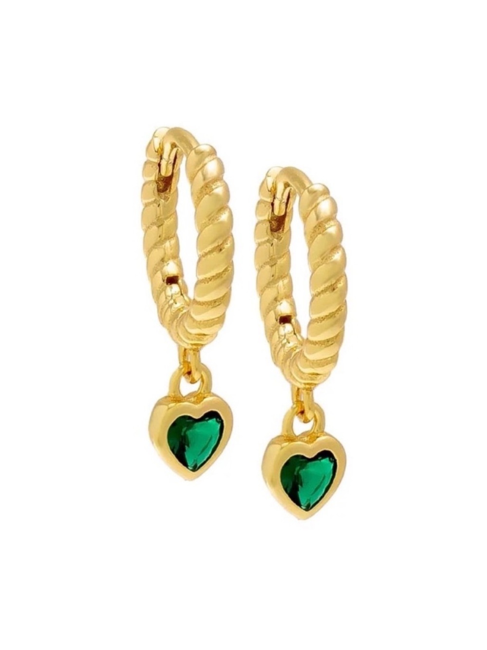 Adina Eden Dangling Bezel Heart Textured Huggie Earrings